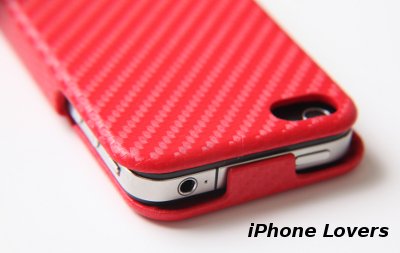 ◆Carbon fiber flip hard case iPhone 4ケース◆RED◆