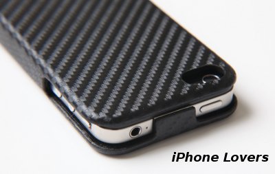 ◆Carbon fiber flip hard case iPhone 4ケース◆BLACK◆