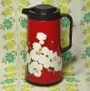 レトロポップ ホワイト花柄 魔法瓶ポット レッド 1.0L