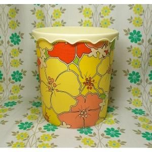 レトロプラスチック 花柄 ゴミ箱