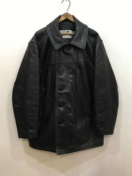 90sショット レザーPコート 黒 極上コンディション - 大きいサイズ専門の古着屋 INDIGO TRAIL BIGSIZESTORE