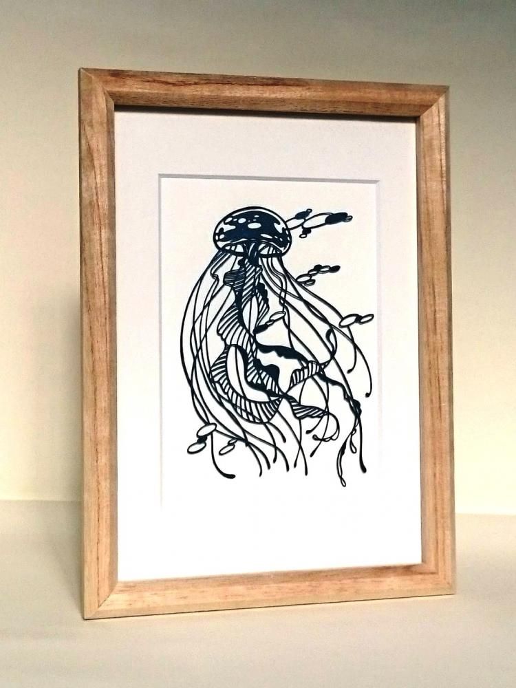 青切り絵 くらげ Jellyfish 切り絵専門店コントラスト