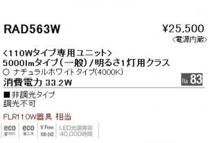 遠藤照明 RAD-563W 110Wタイプ専用LEDユニット ナチュラルホワイト4000K 非調光