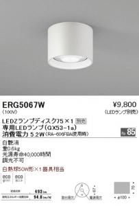 遠藤照明 ERG5067W LEDシーリングライト LEDランプ別売 白艶消 重0.6kg