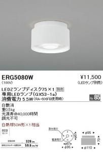 遠藤照明 ERG5080W LEDシーリングライト LEDランプ別売 白艶消 重0.5kg