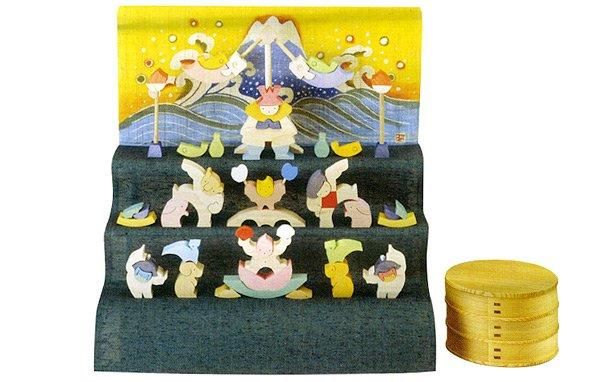 小黒三郎 組み木 五月人形 三童子三段飾り 普通垂幕 木の