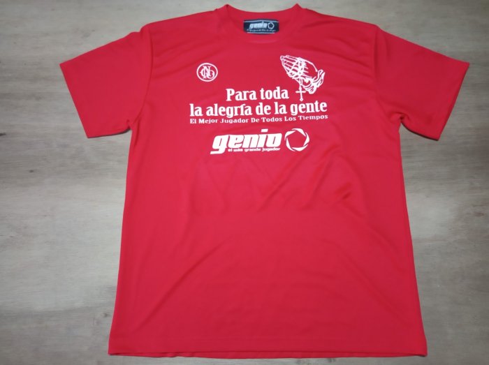 サッカー フットサルブランド Genio ヘニオ Spot Genio 定番ロゴ Tシャツ ドライシャツ Type B レッド Alegria アレグリア フットボール フットサルのある喜び 楽しみ をコンセプトに フットボール フットサルをメインとしたストリートファッション