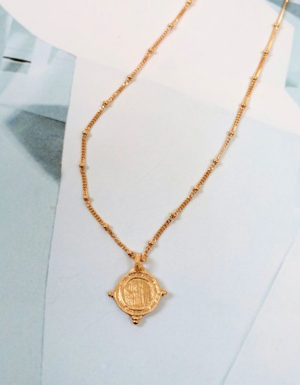 2024「TEMPLE OF THE SUN」 Petra Coin Necklace Gold - Bond Online Shop