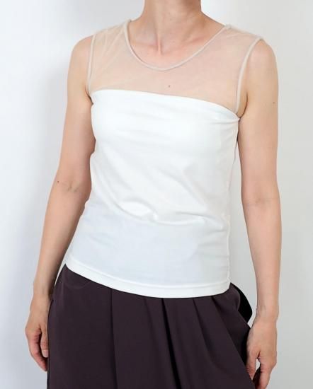 <img class='new_mark_img1' src='https://img.shop-pro.jp/img/new/icons11.gif' style='border:none;display:inline;margin:0px;padding:0px;width:auto;' />CLOCHE mesh cupin tank top