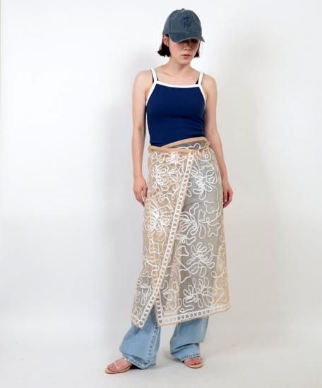 sara mallika」TULLE TAPE EMBROIDERY WRAP SKIRT - Bond Online Shop