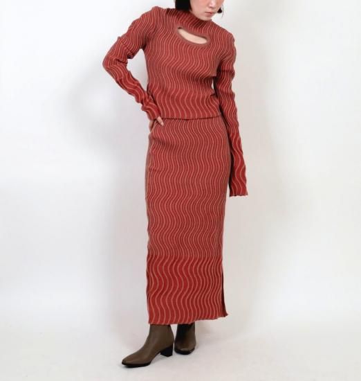 スカート a ccordion WAVY STRIPE SKIRT 25AWAC-008 WAVY STRIPE SKIRT 25AWAC-008 BLACK | A CCORDION
