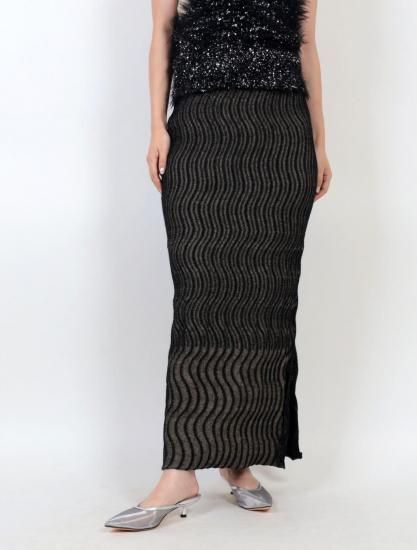 2025「A CCORDION」WAVY STRIPE SKIRT /RED - Bond Online Shop