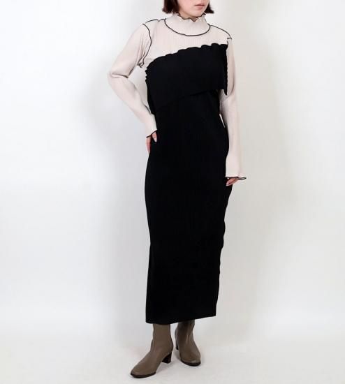 <img class='new_mark_img1' src='https://img.shop-pro.jp/img/new/icons11.gif' style='border:none;display:inline;margin:0px;padding:0px;width:auto;' />2025todo kotohaykozawaSpiral Wave Long Sleeve Dress High Neck Type / BLACK