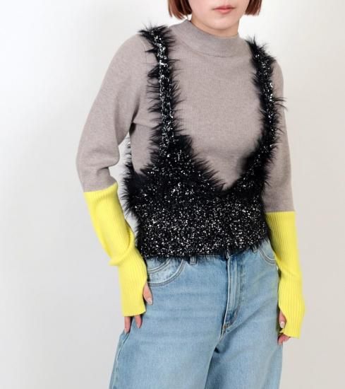 <img class='new_mark_img1' src='https://img.shop-pro.jp/img/new/icons11.gif' style='border:none;display:inline;margin:0px;padding:0px;width:auto;' /> CLOCHE Color-Block Rib Knit Top