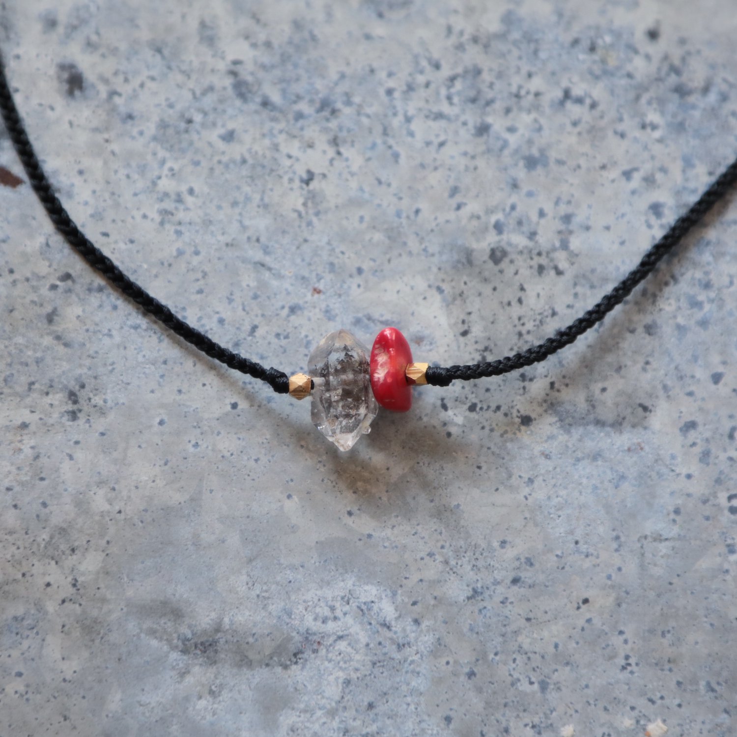 tassel necklace / コーラル＆ハーキマー
