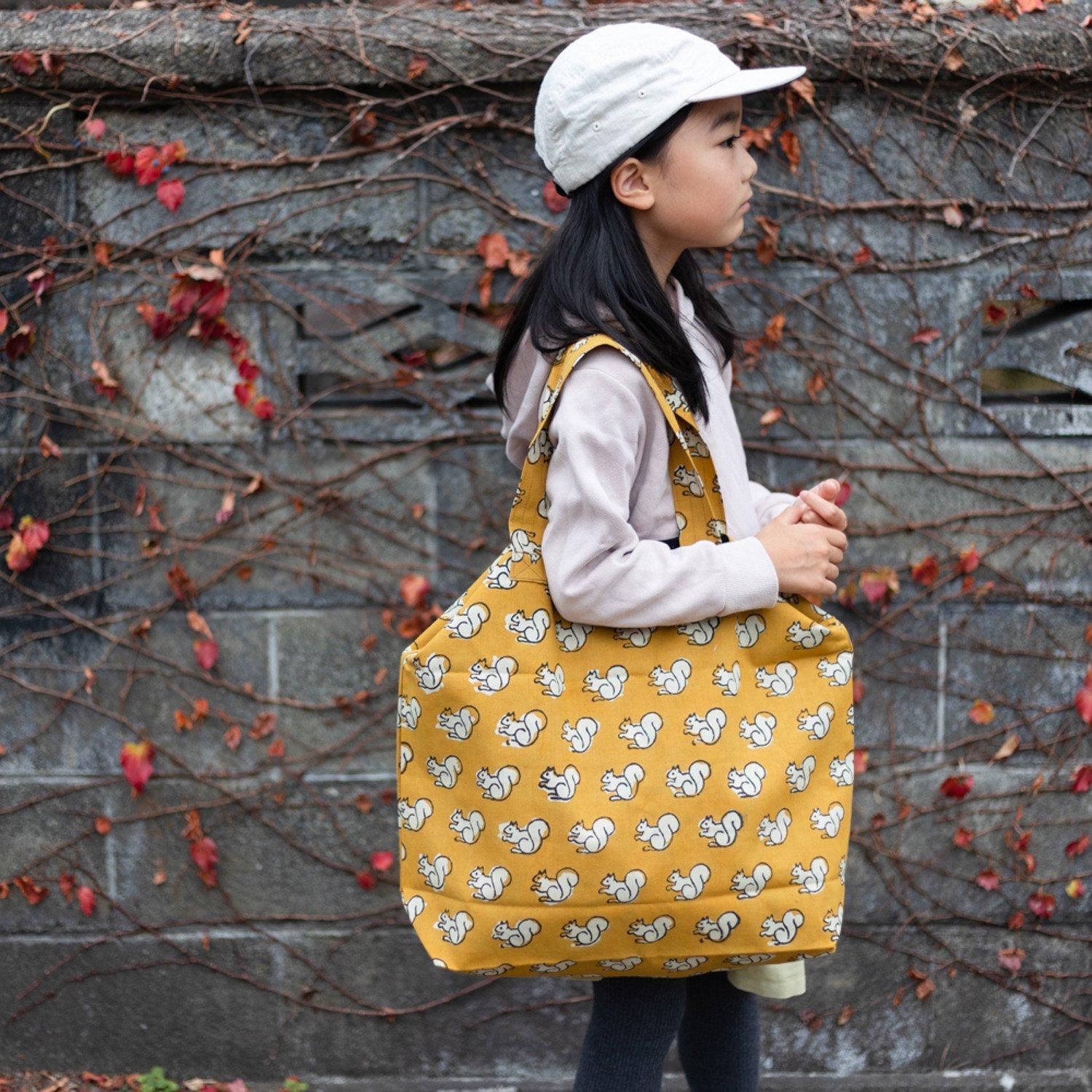 オリジナルハンドメイド】大きなブロックプリントのトートバッグ