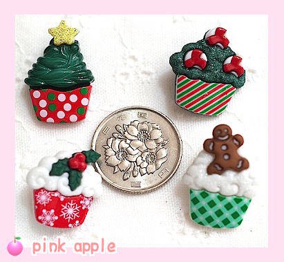 クリスマス カップケーキボタンセット ボタンの通販 かわいいボタンとパーツ専門店 ぴんくあっぷる