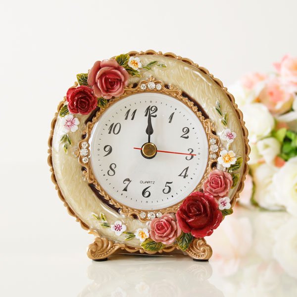置時計 置き時計 おしゃれ ロイヤルローズ アイボリー 薔薇雑貨 かわいい