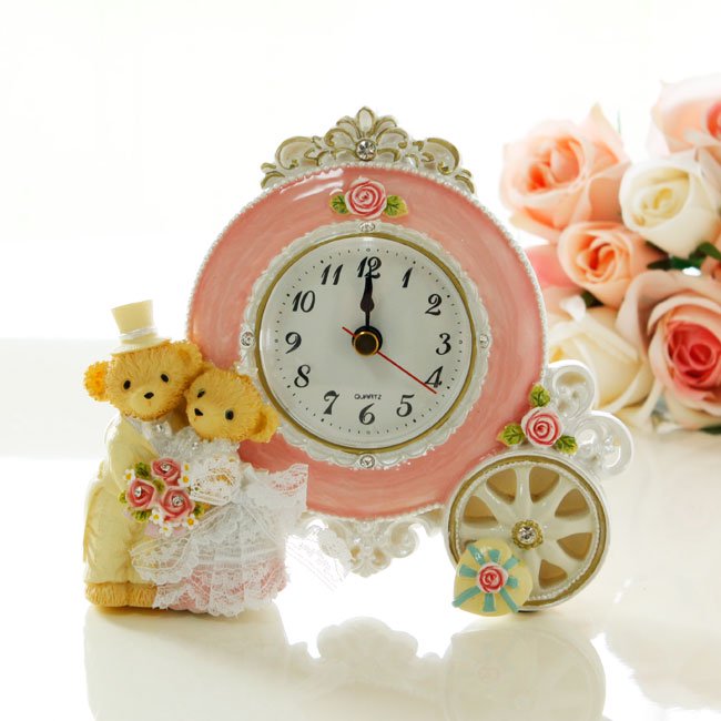 置時計 結婚祝い ベアーウエディング 置き時計 かわいい プレゼント かわいい 薔薇雑貨 プリンセス姫系インテリア雑貨通販 ｒｏｓｅ ｒｉｃｈ ローズリッチ