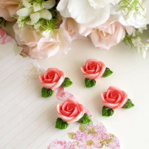薔薇 雑貨 ローズマグネット4個セット ピンク かわいい おしゃれ プレゼント 【メール便可】