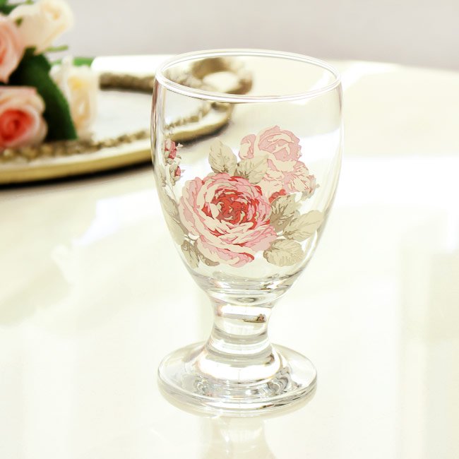 ジュースグラス  ルーシーワイングラス 日本製 薔薇雑貨 姫系 食器 花柄 かわいい おしゃれ
