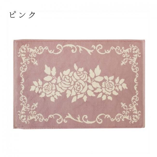 バスマット ローズタオル地バスマット ピンク 薔薇 雑貨 玄関