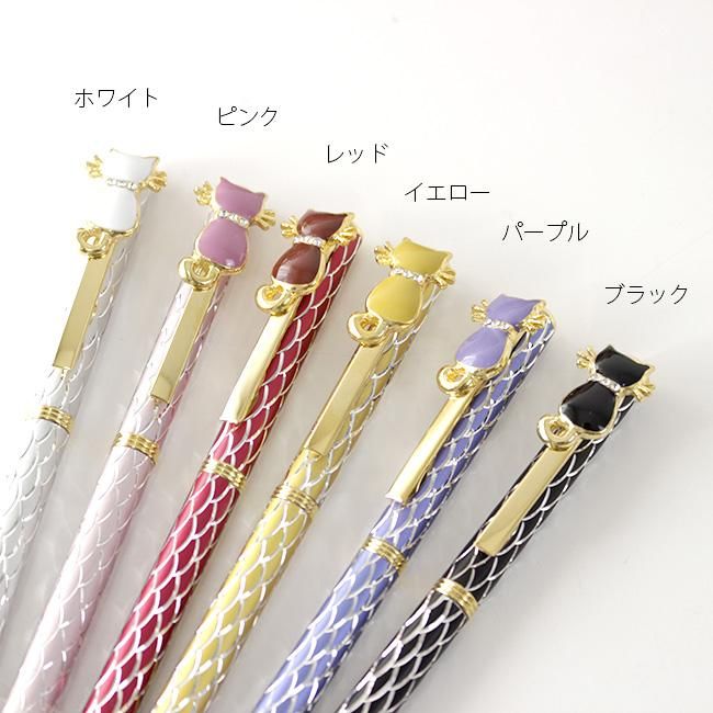 N1516 / カスタムタッチペン＆ボールペン 猫ちゃんビーズ お高級薔薇王冠 ボールペン キラキラ スワロフスキー クリスタル 猫NO,3 プチ