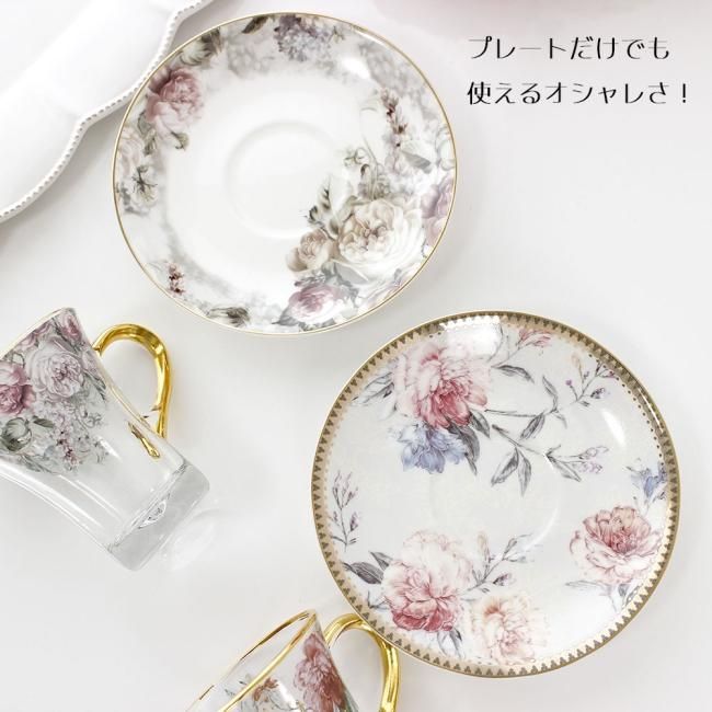 プレゼント ギフト ローズ ガラス カップ&ソーサー おしゃれ