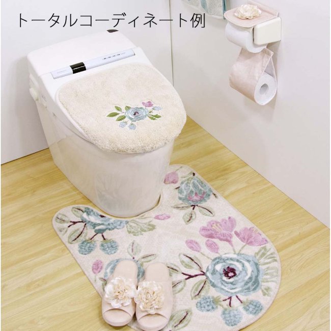 30％OFFセール トイレマット フロルパピエ 約80×60cm 日本製 薔薇 雑貨 ローズ かわいい おしゃれ ピンク ベージュ 豪華 バラ  ロングタイプ 滑り止め 花柄 ピンク エレガント - 薔薇雑貨・プリンセス姫系インテリア雑貨通販RoseRich【ローズリッチ】