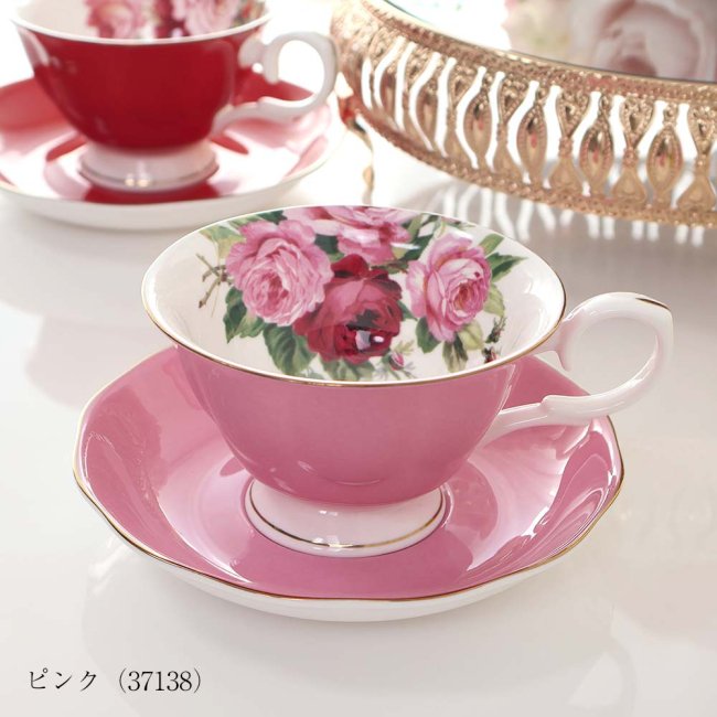 ギフト カップ＆ソーサー ロイヤルアーデン ローズ 薔薇 おしゃれ 陶器 かわいい 食器 コップ ティーカップ レンジ可 コーヒー レッド ピンク  グリーン イエロー 風水 - 薔薇雑貨・プリンセス姫系インテリア雑貨通販RoseRich【ローズリッチ】