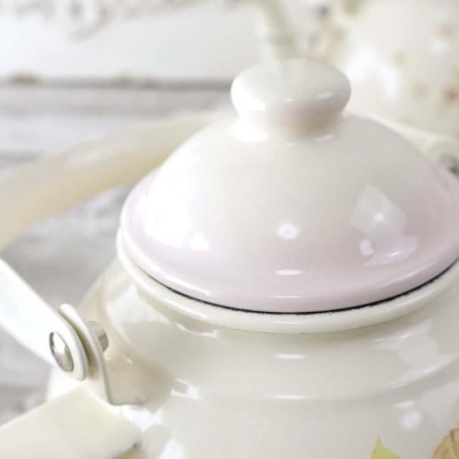 レトロケトル 1.5L ローズバスケット イマン ホーロー 琺瑯 日本製