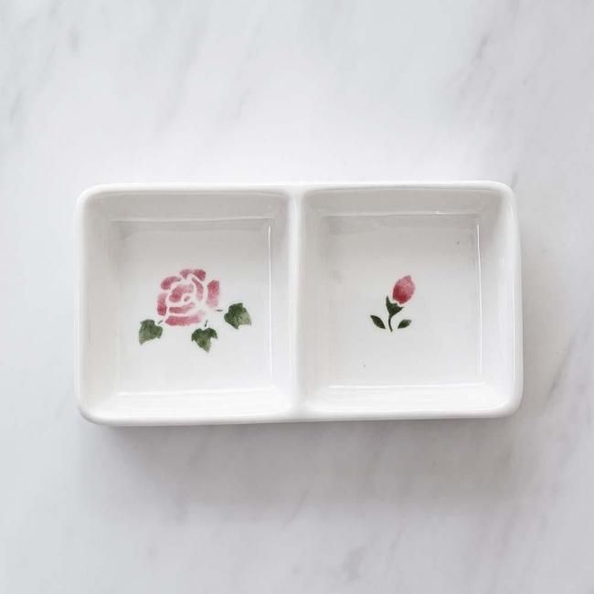 マニー Many ラ・フロレゾンシ 2仕切りプレート 小分け 前菜 薬味 皿