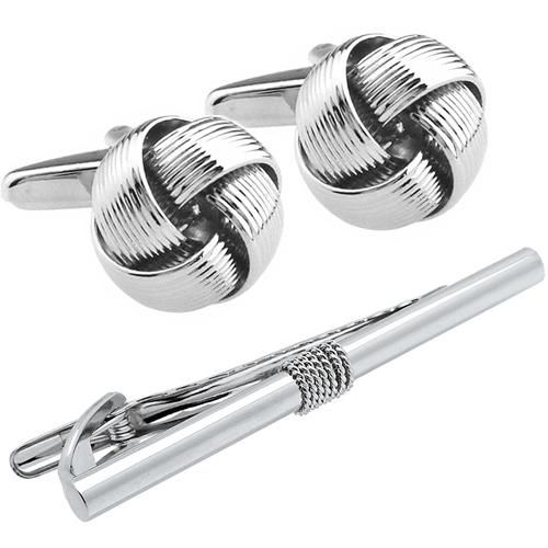 ストライプ ノット カフス ネクタイピン セット - カフスボタン