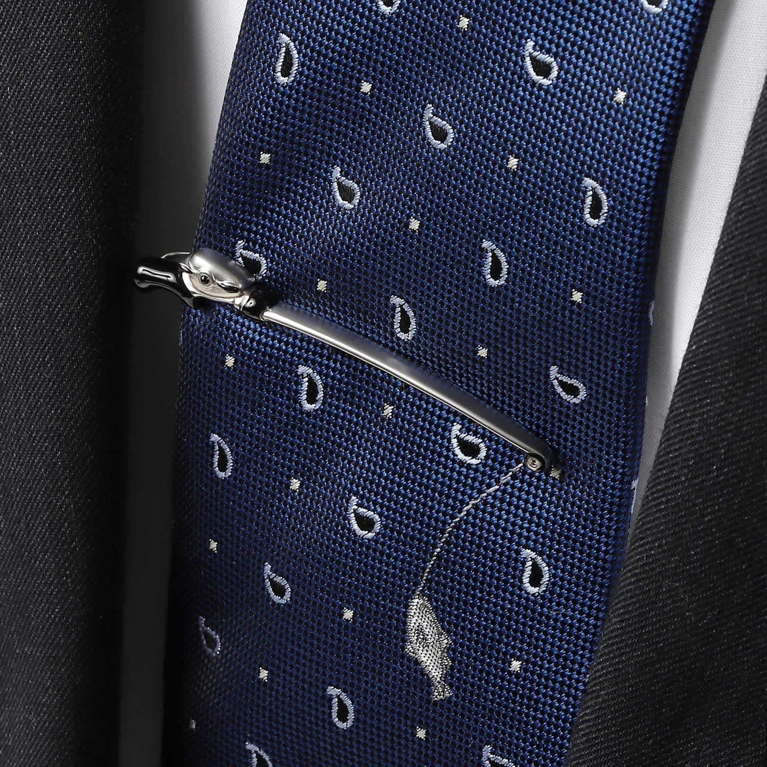 SWANK スワンク ブラック 釣竿 魚 ネクタイ ネクタイピン セット