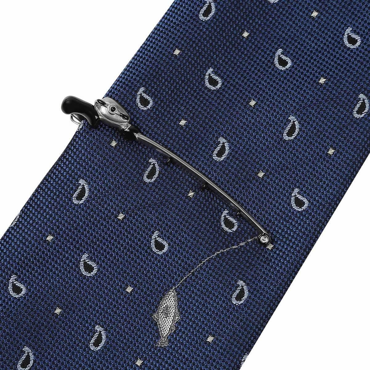 SWANK スワンク ブラック 釣竿 魚 ネクタイ ネクタイピン セット