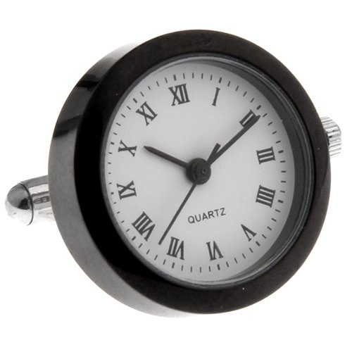 ブラック ラウンド 時計 時計付 カフス - カフスボタン (カフリンクス