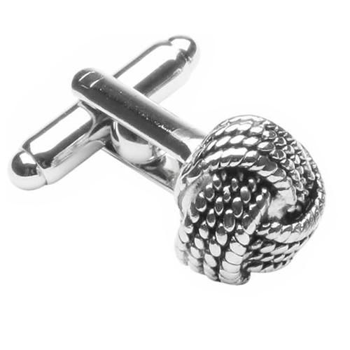 シルバー チェーン ノット カフス スタッドボタン セット - カフス