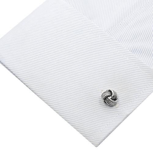 シルバー チェーン ノット カフス スタッドボタン セット - カフス