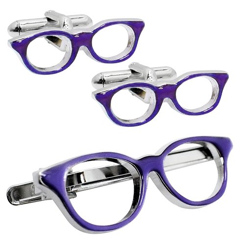 SWANK 紫ふちメガネ カフス ネクタイピン セット - カフスボタン