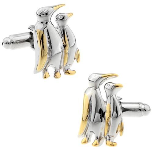 シルバー ゴールド ペンギン カフス ネクタイピン - カフス