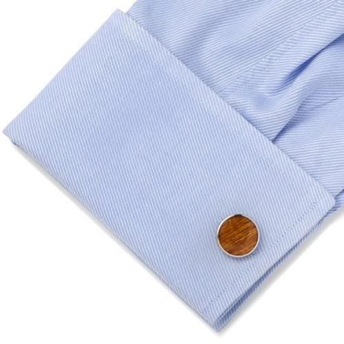 ゴールド ブラウン ラウンド ウッド 木製 カフス - カフスボタン