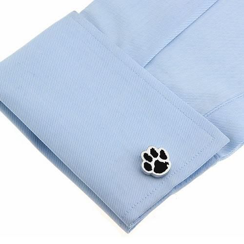 シルバー ブラック 肉球 犬 猫 カフス ネクタイピン セット