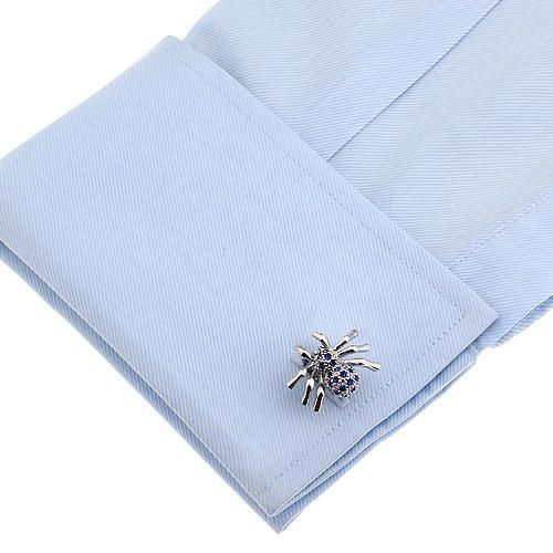 最新発見 ブルー クリスタル スパイダー 蜘蛛 カフス - カフスボタン アクセサリー