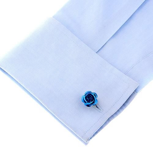 ローズ ブルー カフス - カフスボタン (カフリンクス）専門店 - CUFF.JP