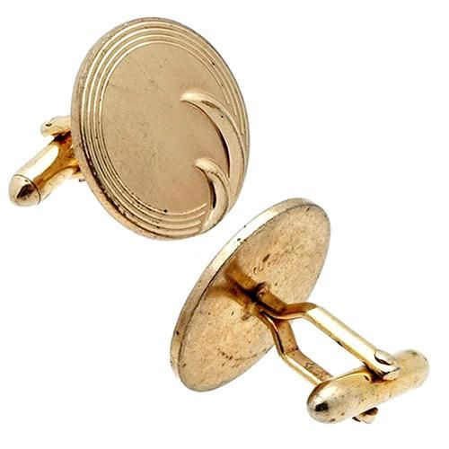 アンティーク カフス ゴールド ラウンド #1291 - カフスボタン