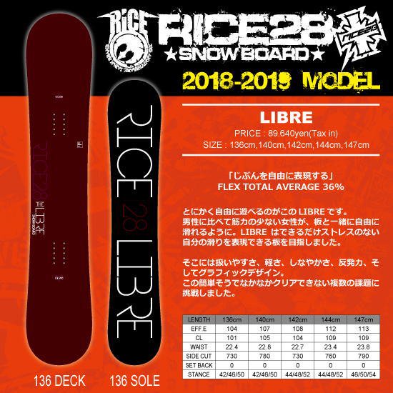 18-19 RICE28（ライストゥエンティーエイト） / LIBRE - スノーボード