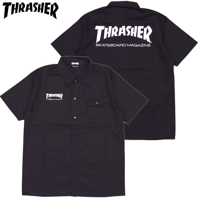 【Sサイズ ラスト1点】スラッシャー THRASHER MAG S/S WORK SHIRT(BLACK)スラッシャーシャツ THRASHERシャツ  スラッシャーワークシャツ - 大阪心斎橋アメ村WARP WEB SHOP!!!!!!!