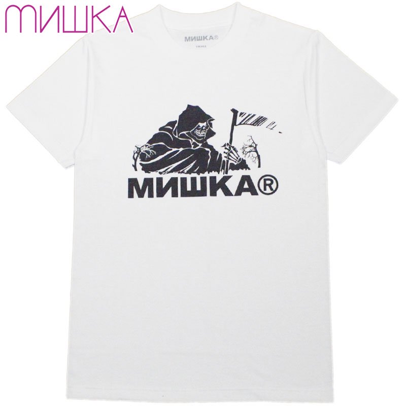 US】ミシカ MISHKA CYRILLIC REAPER SHIRT(WHITE)ミシカＴシャツ