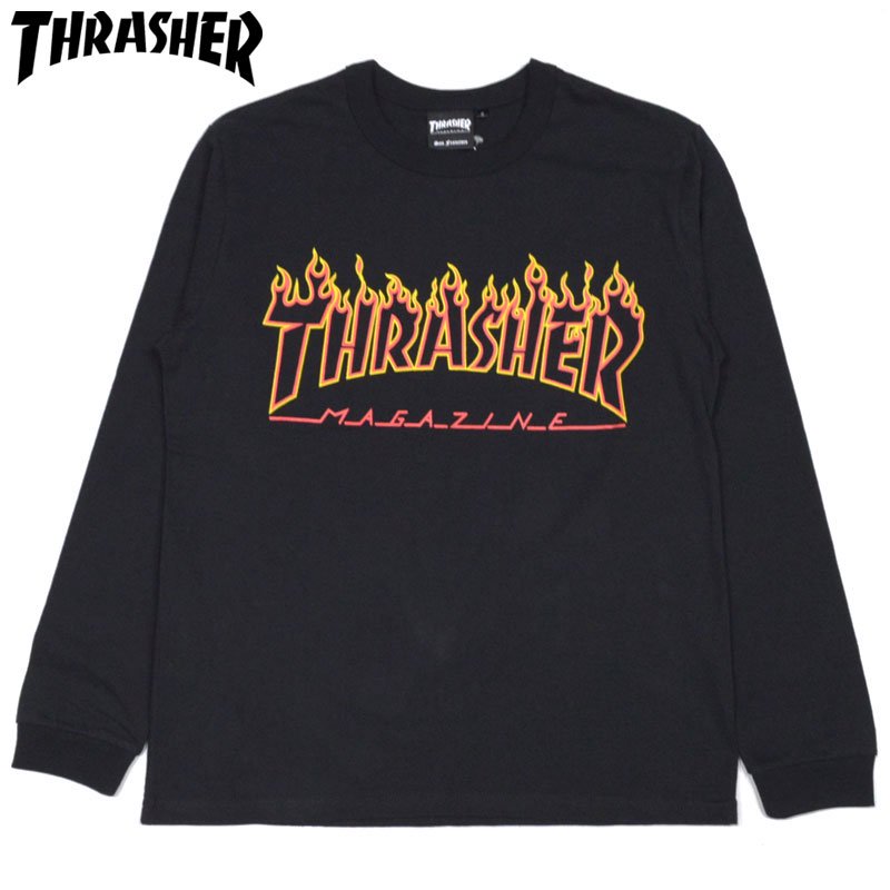 スラッシャー THRASHER FLAME OUTLINE US COTTON LONGSLEEVE(BLACK/YELLOW)スラッシャーロンT  THRASHERロンT スラッシャーロングTシャツ. - 大阪心斎橋アメ村WARP WEB SHOP!!!!!!!