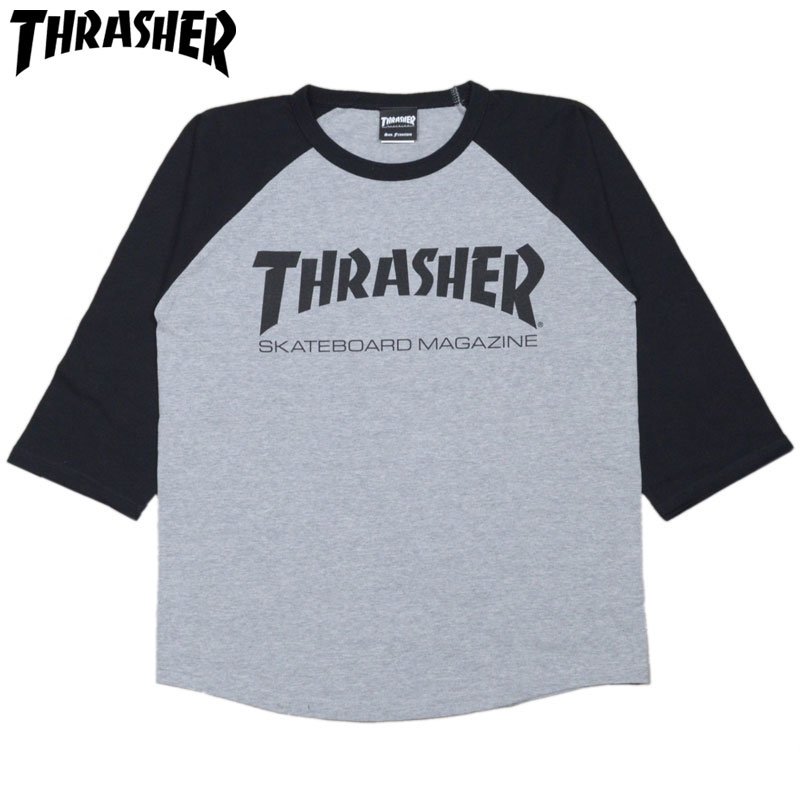 スラッシャー THRASHER MAGLOGO RAGLAN(GRAY/BLACK/BLACK)スラッシャーラグラン THRASHERラグラン  スラッシャーロンT. - 大阪心斎橋アメ村WARP WEB SHOP!!!!!!!